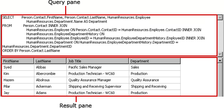 Finestra Progettazione query standard per query di dati relazionali