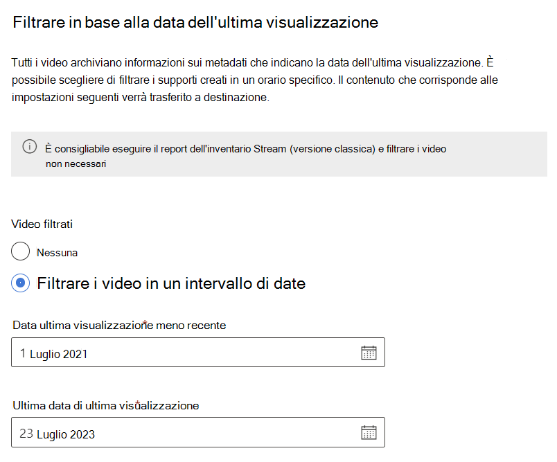 Filtro data ultima visualizzazione