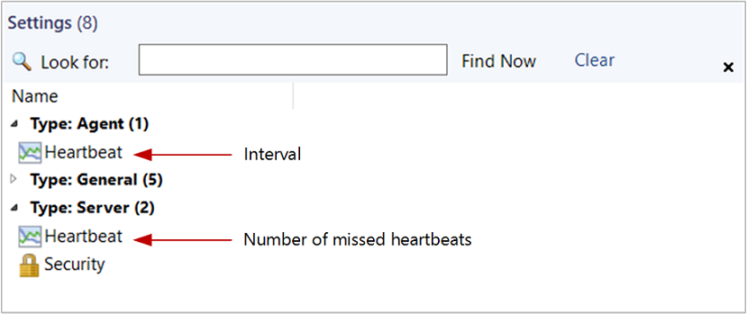 Screenshot che mostra l'opzione Configura impostazioni heartbeat globali.