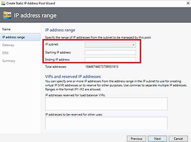 Screenshot di Create Static IP (Crea ip statico).