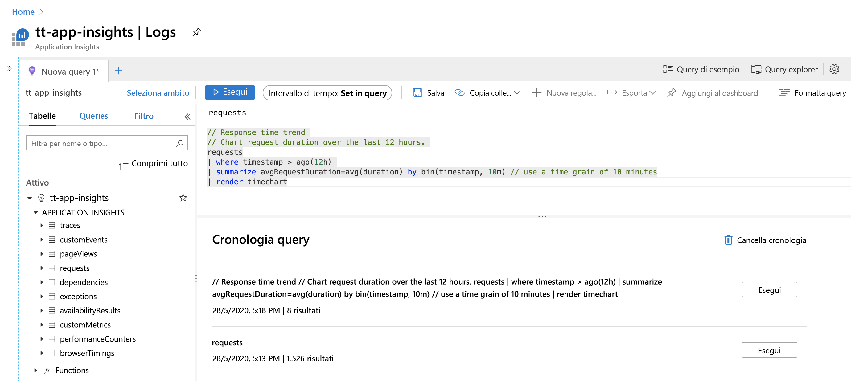 Screenshot of the Log Analytics workspace in the Azure portal.