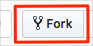 Screenshot di GitHub che mostra la posizione del pulsante Fork.