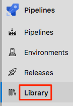 Screenshot di Azure Pipelines che mostra la posizione del menu Libreria.