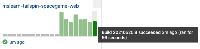 Screenshot di Azure Pipelines con visualizzato il widget Cronologia di compilazione.