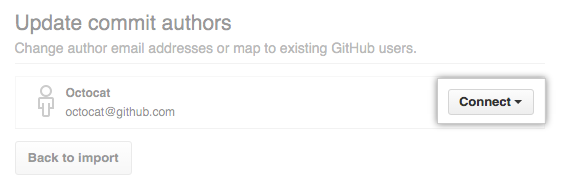 Screenshot del processo di connessione dell'autore del commit.