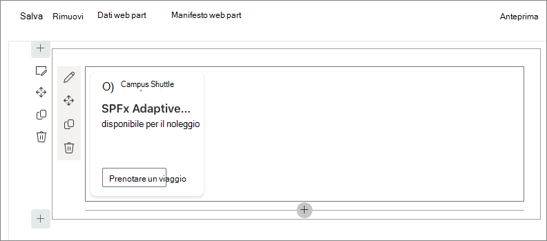 Screenshot dell'ACE di cui è stato eseguito il rendering in modalità di modifica.