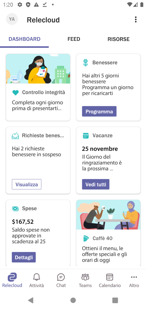 Esperienza per dispositivi mobili del dashboard Viva Connections.