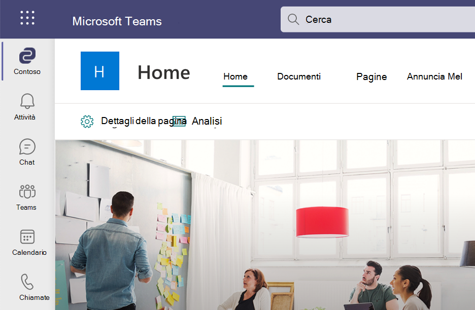 Screenshot che mostra l'app Viva Connections aggiunta in Microsoft Teams.