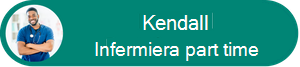 Diagramma che mostra il profilo di Kendall con head shot e titolo del lavoro.