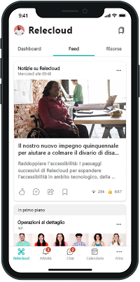 Screenshot della visualizzazione Feed per dispositivi mobili.