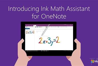 Illustrazione di un tablet che usa Assistente equazioni matematiche con il testo- Introduzione all'Assistente equazioni matematiche da input penna per OneNote.