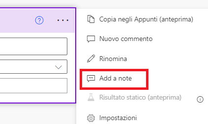 Screenshot che mostra la funzionalità Aggiungi una nota su un passaggio.