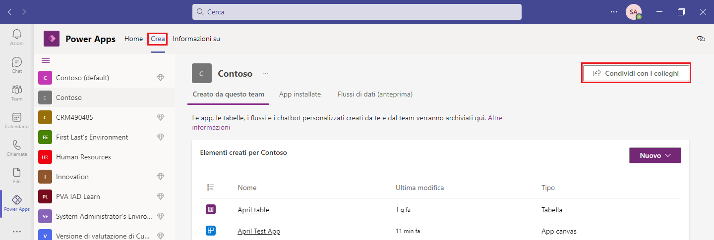 Screenshot della scheda Crea in Power Apps con il collegamento Vedi tutto evidenziato.