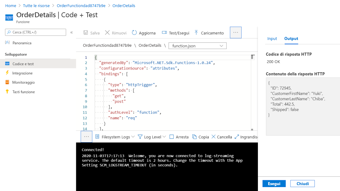 Viene visualizzata la pagina per l'aggiunta di una nuova opzione di funzione.