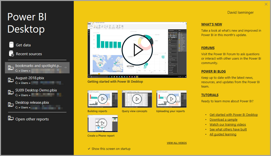 Power BI Desktop eseguito come un'applicazione