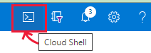 Screenshot dell'icona di Cloud Shell nella barra delle applicazioni.