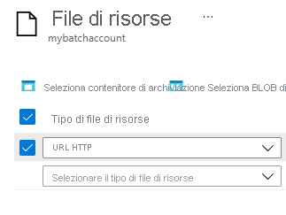 Screenshot della selezione del file di risorse nel portale di Azure.