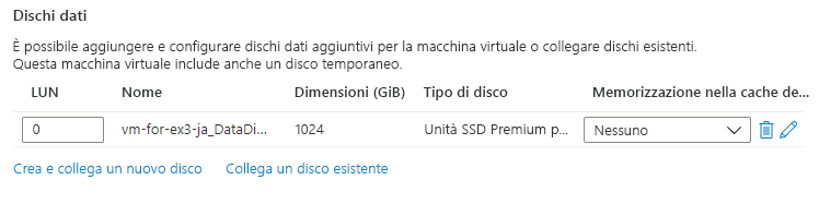 Screenshot che mostra il disco appena aggiunto nella macchina virtuale.