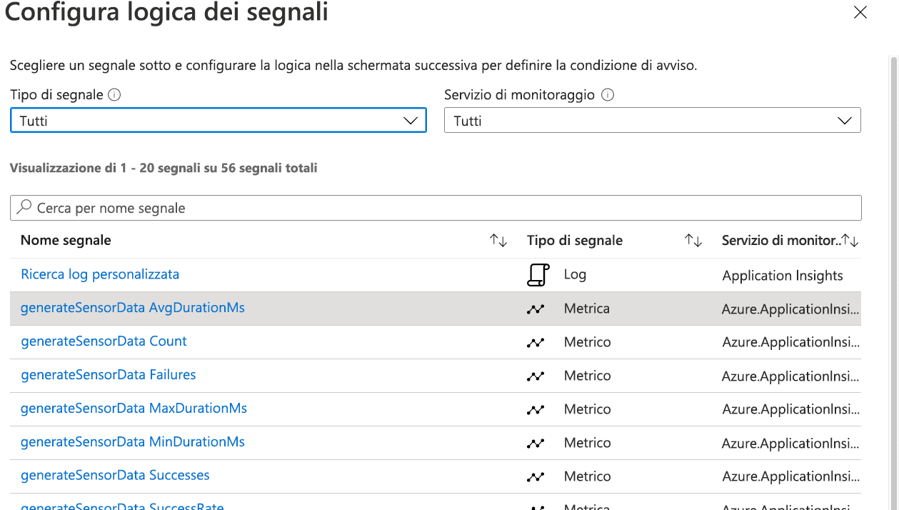 Screenshot that shows the Configure signal logic screen.