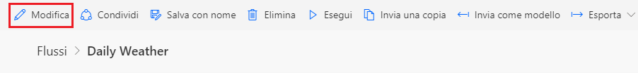 Screenshot che mostra il pulsante Modifica.