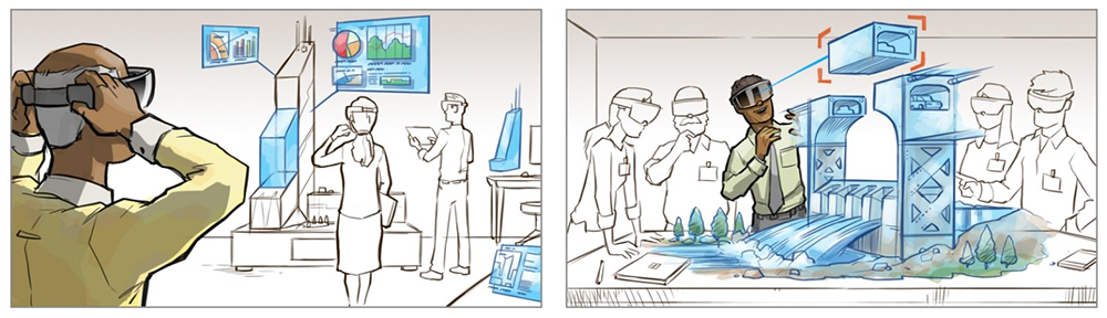 Diagramma di un esempio di storyboard realistico.