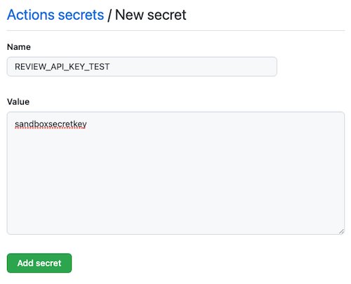 Screenshot di GitHub che mostra un nuovo segreto.