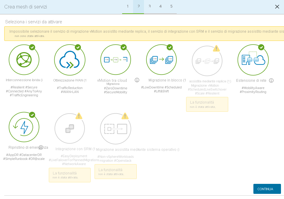 Screenshot of where to review the services enabled for Azure VMware Solution.