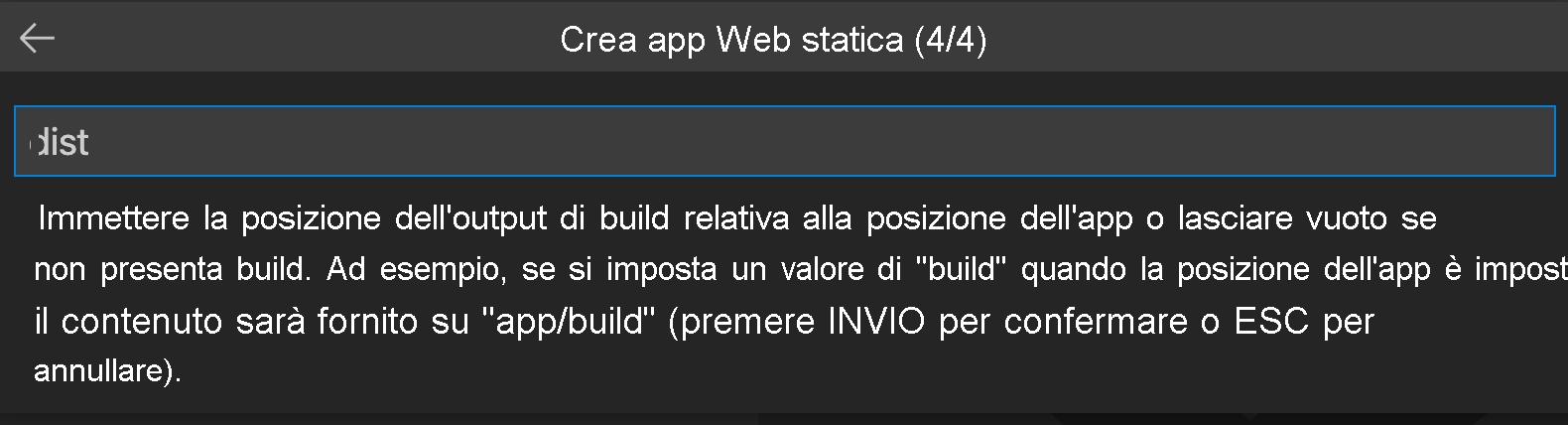 Screenshot che mostra il percorso dei file dell'app Vue.