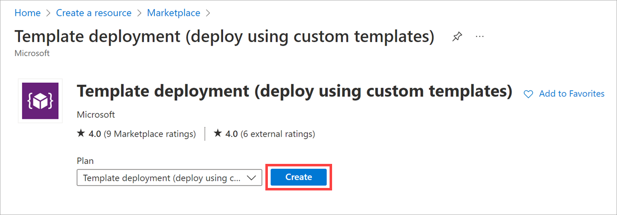 Screenshot che illustra l'elemento Distribuzione modello selezionato con il pulsante Crea evidenziato