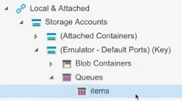 Screenshot che mostra l'emulatore in Azure Storage Explorer.