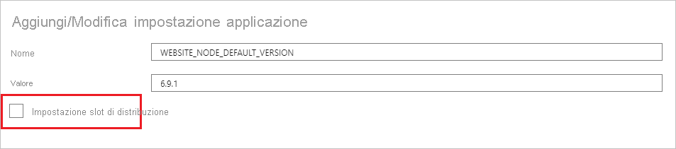 Screenshot of the toggle deployment slot setting in the Azure portal.