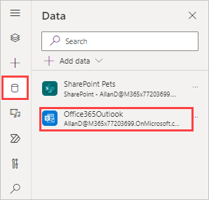 Screenshot dell'impostazione della proprietà OnSelect della formula di Office 365 Outlook.