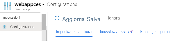 Screenshot che mostra altre opzioni di configurazione per un'app con il servizio app nel portale di Azure.