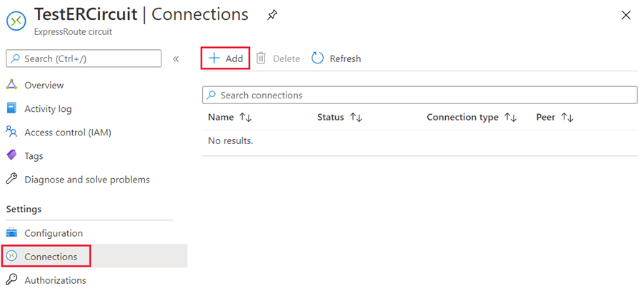 Azure portal - Add a connection