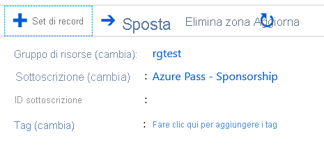 Screenshot della pagina Aggiungi set di record.