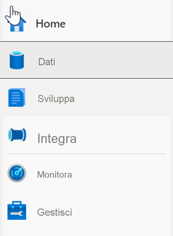 Navigating hubs in Azure Synapse Studio