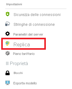Image showing replication setting in the Azure portal