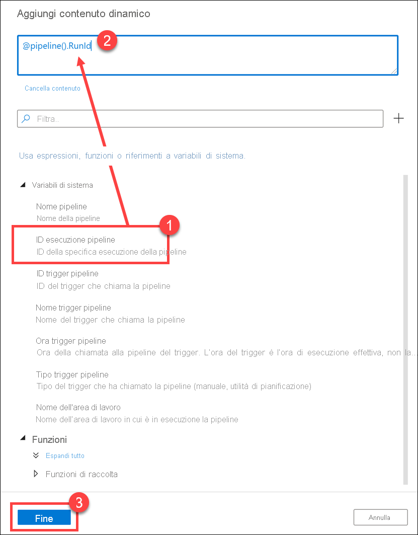 Viene visualizzato il modulo del contenuto dinamico.