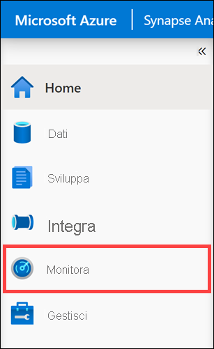 La voce di menu dell'hub Monitoraggio è selezionata.