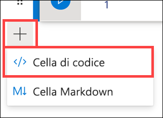 L'opzione di menu Aggiungi codice è evidenziata.