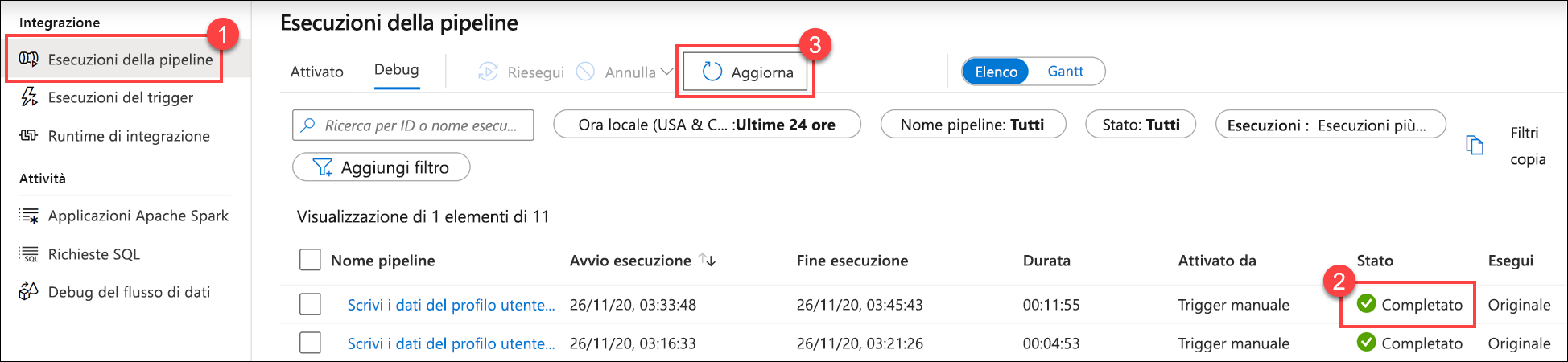 L'esecuzione della pipeline è stata completata.