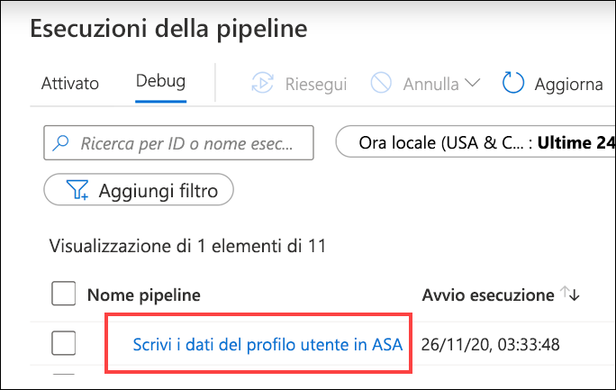 Il nome della pipeline è selezionato.