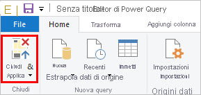 Chiudi e applica in Power BI