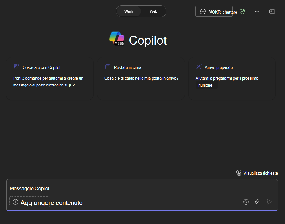 Screenshot dell'esperienza Copilot Chat in Microsoft Teams.