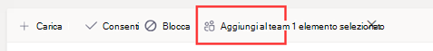  Screenshot del pulsante Aggiungi al team