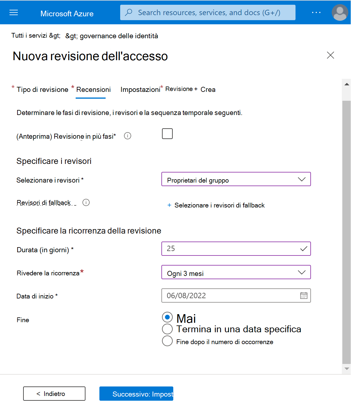 Nuova verifica di accesso