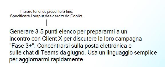 Diagramma che mostra il primo passaggio nella creazione di una richiesta: iniziare tenendo presente la fine.