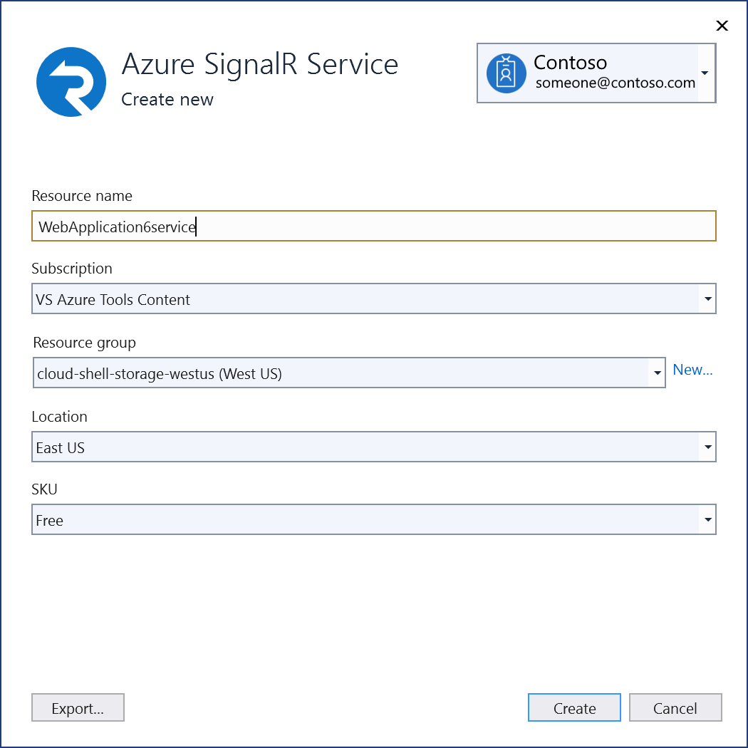 nuova istanza del servizio Azure SignalR