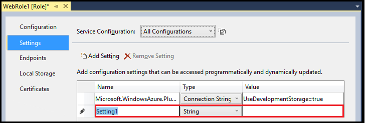 Nuova stringa di connessione