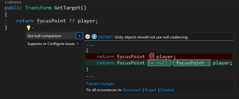 Screenshot del confronto tra stringhe di refactoring di Visual Studio con CompareTag.